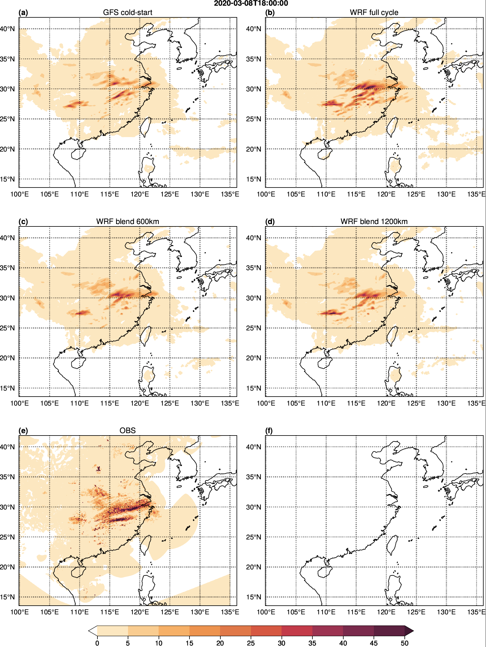 WRF 6小时降水预报